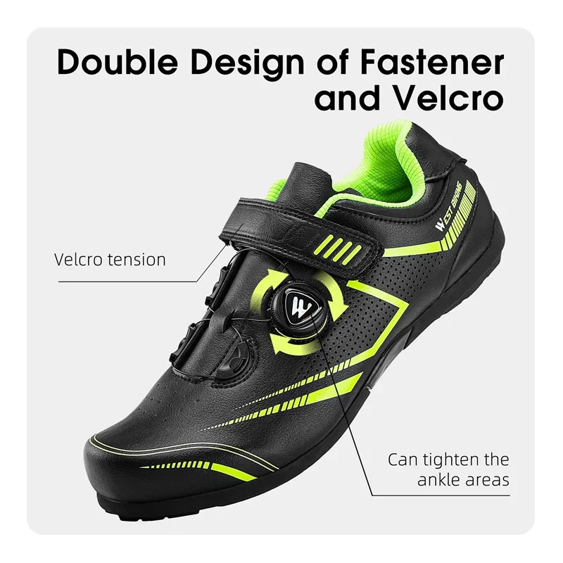 

WEST BIKING MTB Cycling Sneaker Adjustable Rotating Lacing Device Flat Pedal Bicycle Shoe Professional Outdoor Sports Golf Shoes