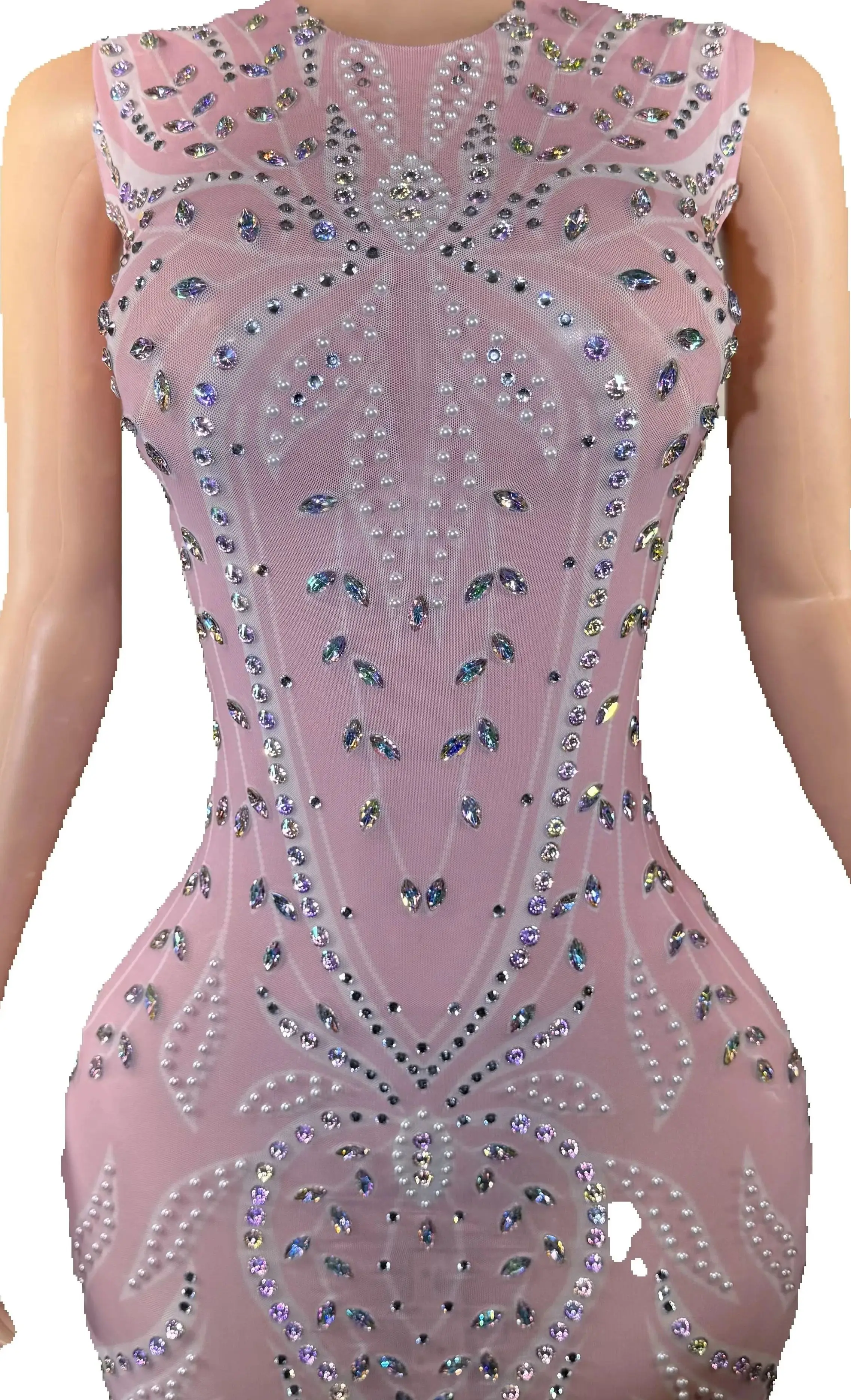 Sukienka wieczorowa ZD na przyjęcie urodzinowe, ekskluzywna suknia bankietowa, luksusowa damska sukienka z przezroczystej siateczki, różowa sukienka na studniówkę, brokatowe diamenty.