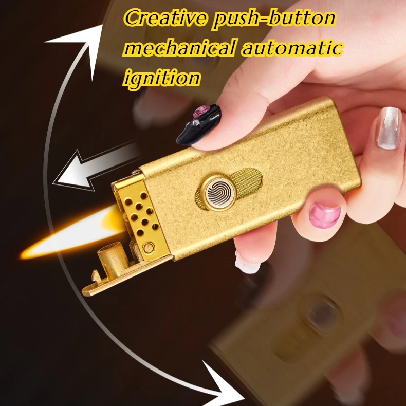 

NEW C reative Push-button Mechanical Automatic Ignition Metal Lighter High-end Gift Men's Cigarette Accessory