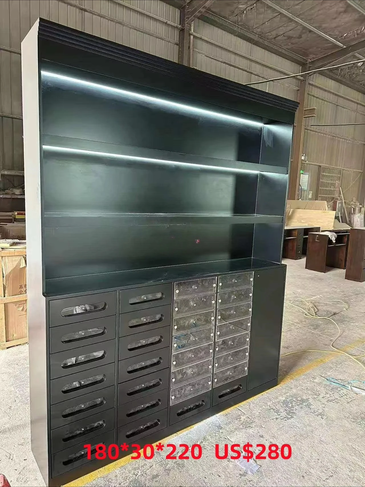*Floor Cabinet Nail Polish Black Color Board Wall Cabinet Storage Side Cabinet