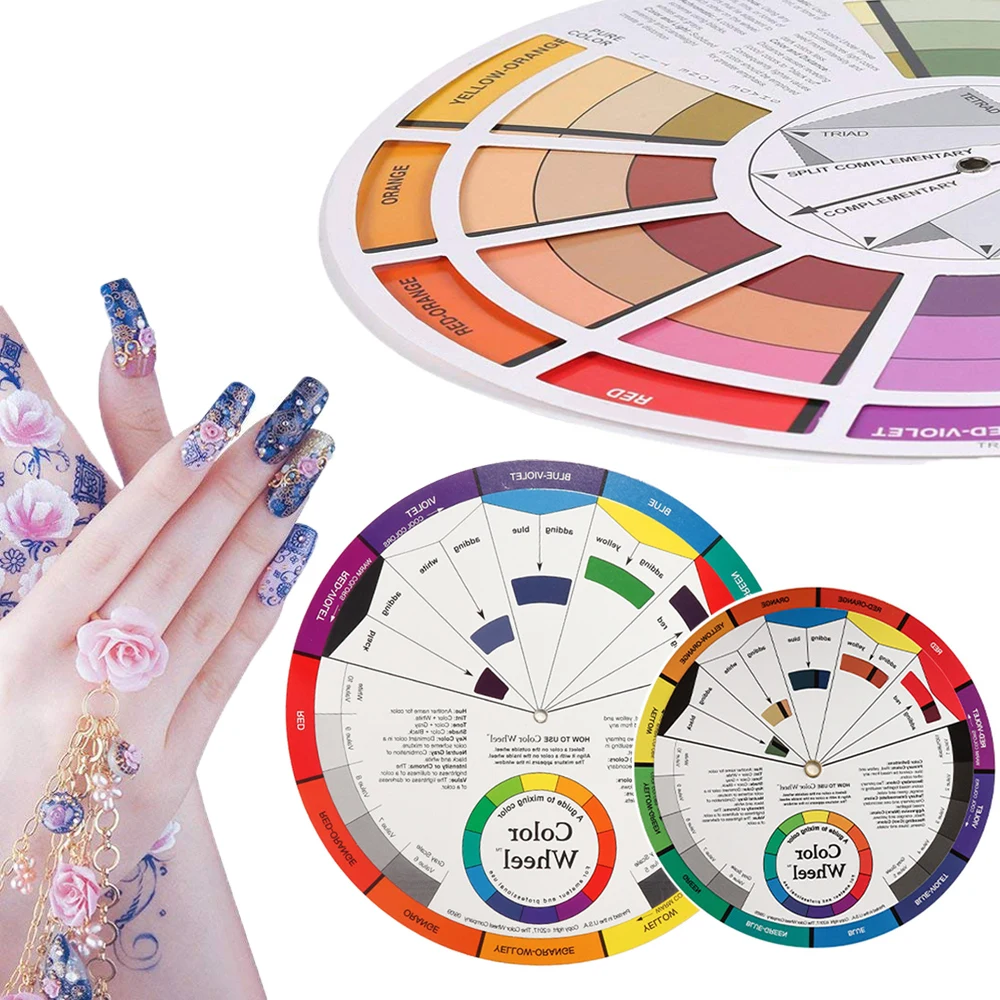 1PC 12 Color Chromatic Circle Paper Mixing Color Wheel Paper Card Eyebrow Tattoos Nails Pigment Makeup Supplies Teaching Tool