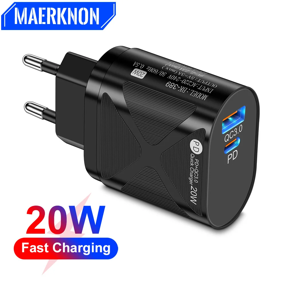 

Зарядное устройство с двумя USB-портами и поддержкой быстрой зарядки, 20 Вт