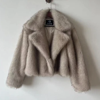 Women’s Cropped Faux Fox Fur Coat 5 2024 Luxury Brand Autumn Winter Fur Coat Women Short Lazy Wind Fox Fur Jacket Cropped Fluffy Casaco De Pele Feminino 5