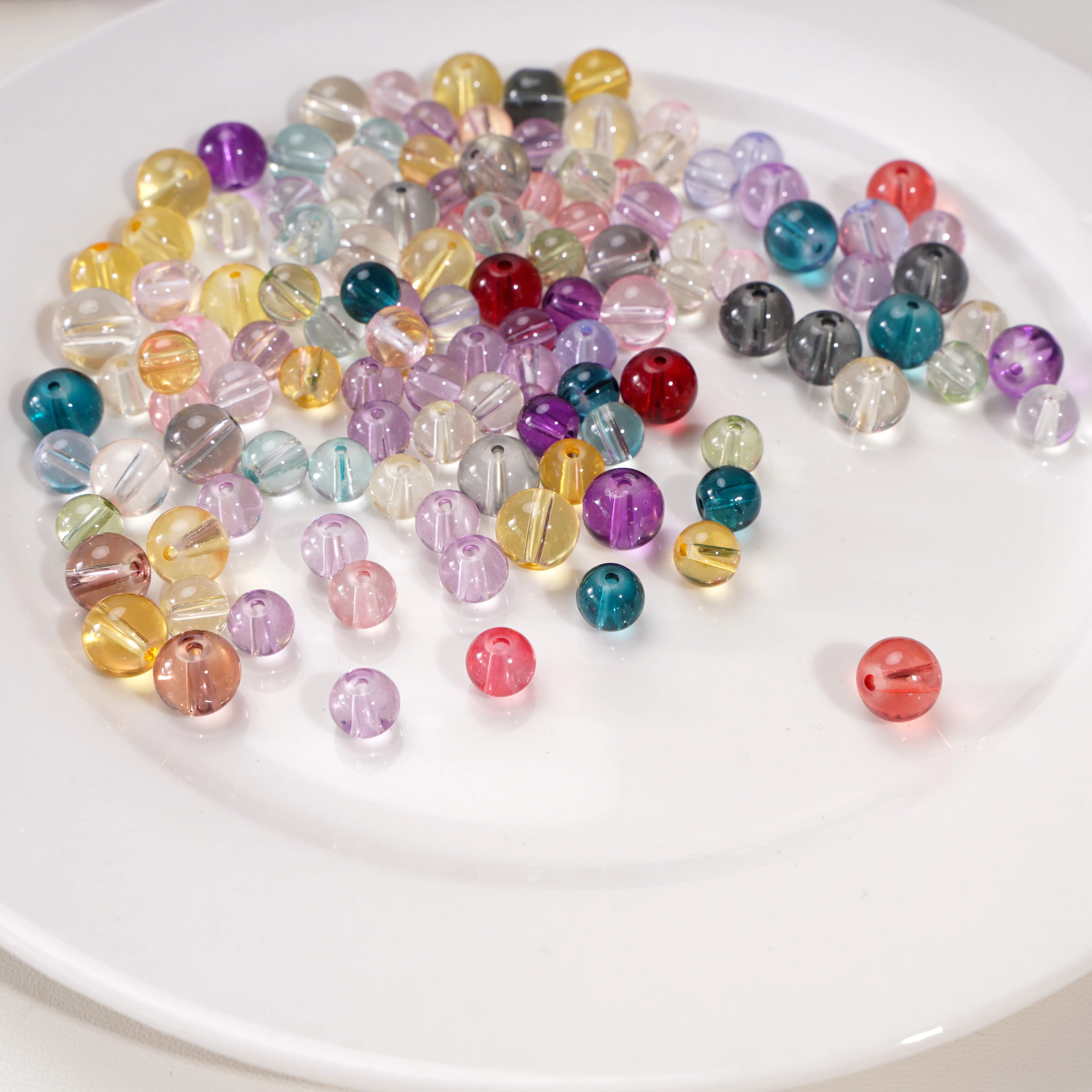 

30-50Pcs 8mm Colorful Transparent Glass Round Beads Loose Spacer Beads for Jewelry Making DIY Bracelet Necklace Materials