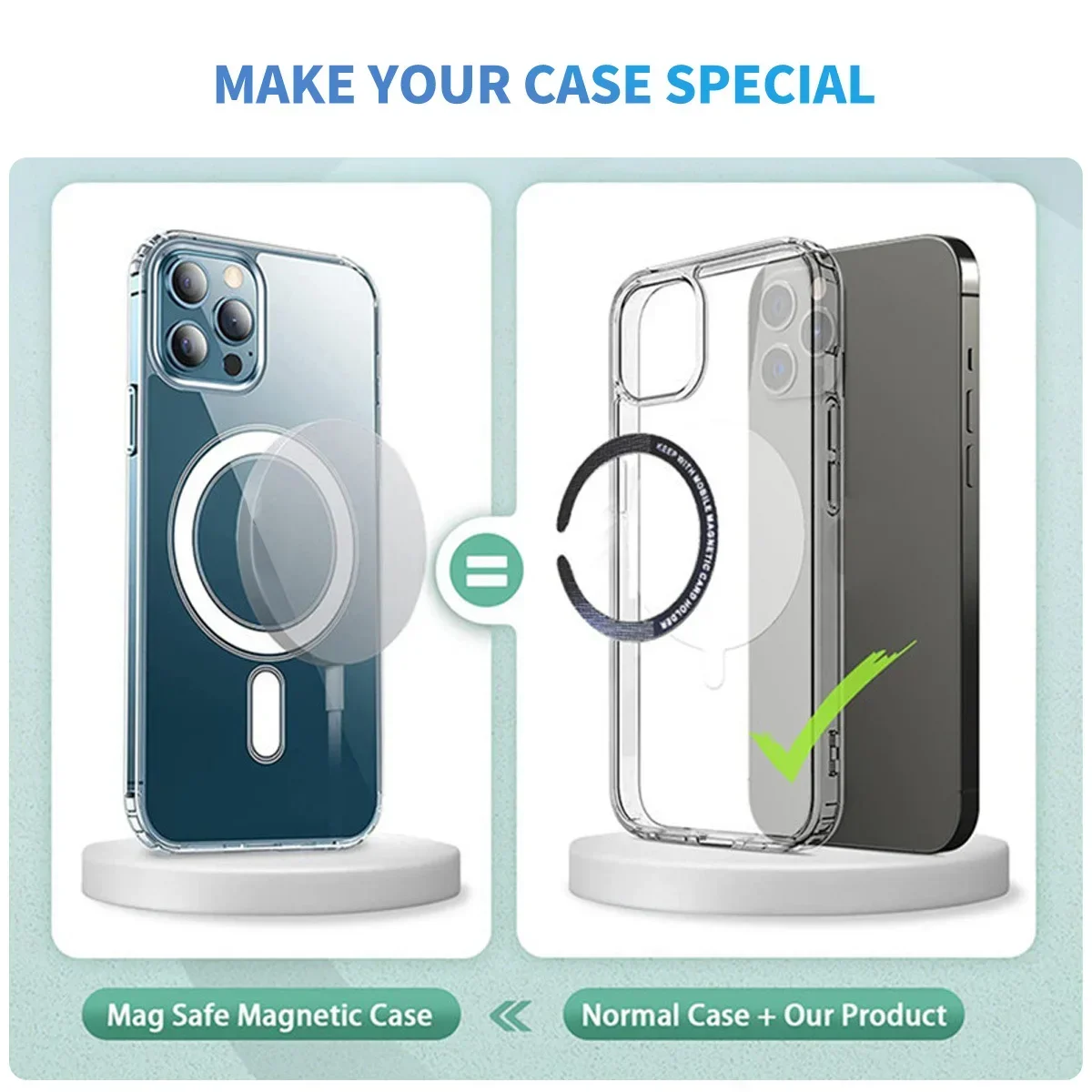 1/3/5 Stück Edelstahl Universal Magnetische Metallplatte Ring für Magsafe Kabelloses Ladegerät Eisenblech-Aufkleber Auto-Handyhalterung – Detail 8