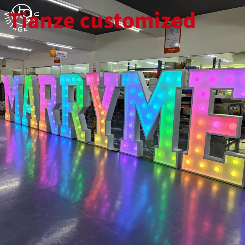 

(customized)Marry Me Wedding Light Up 4ft Letters Custom Bulb Sign Marquee Numbers Metal 3d With Factory Prices