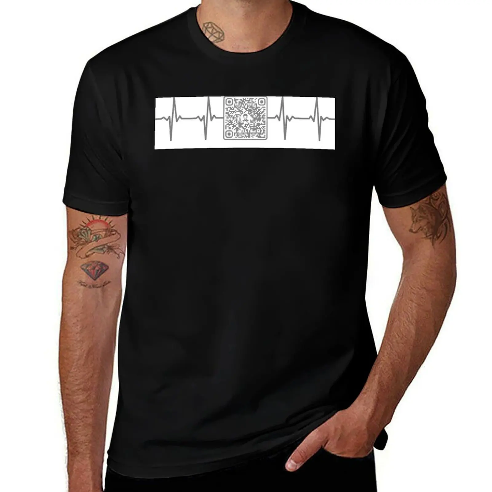 QR Code Pulse Rick Roll Never Gonna Give You Up T-Shirt Industrial Work Tee Shirt T-Shirt