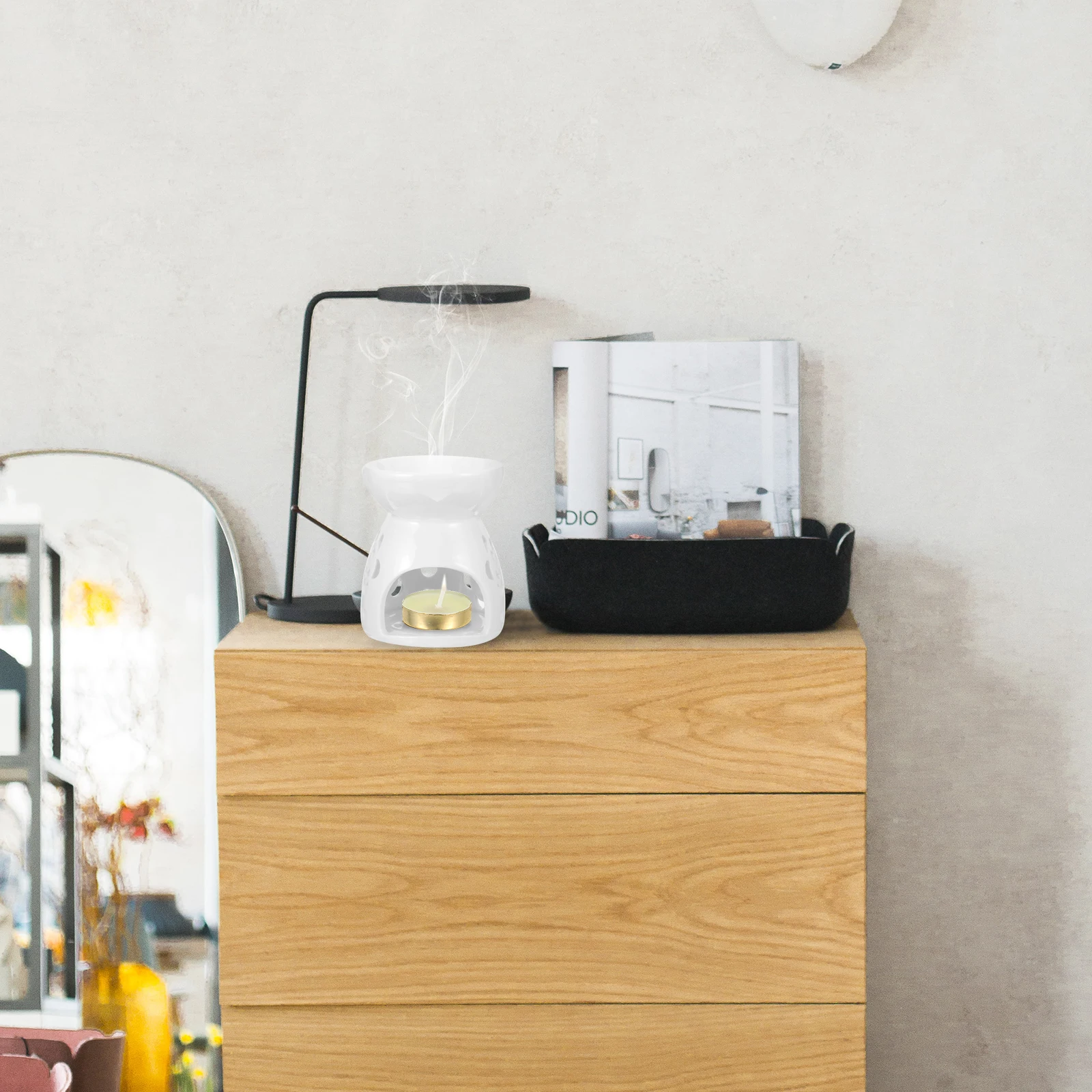 

Tealight Oil Burner Ceramic Aromatherapy Burner Large Capacity Essential Oil Diffuser Holder Home Office Decoration