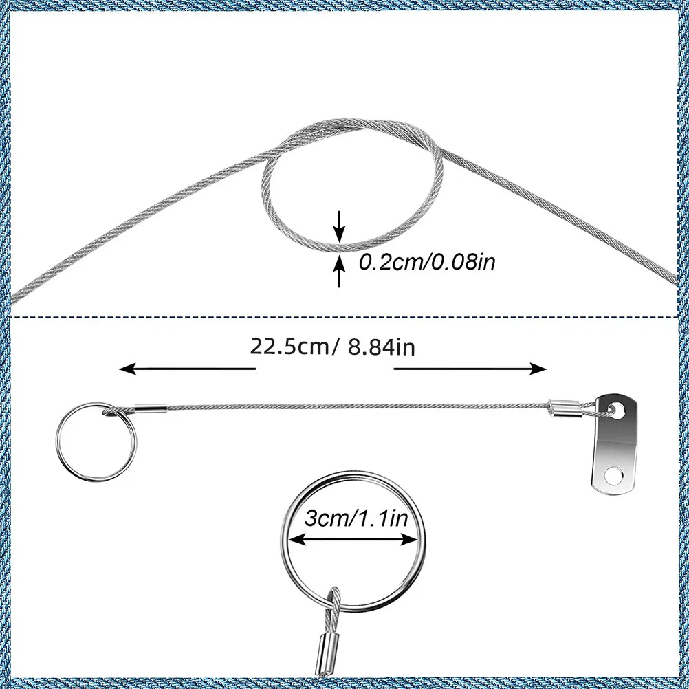 1Set Safety Tether Wire Anti-Loss Marine Hardwares Stainless Steel Cable Lanyard Cable Tether for Bimini Tops Deck Hinged Seats