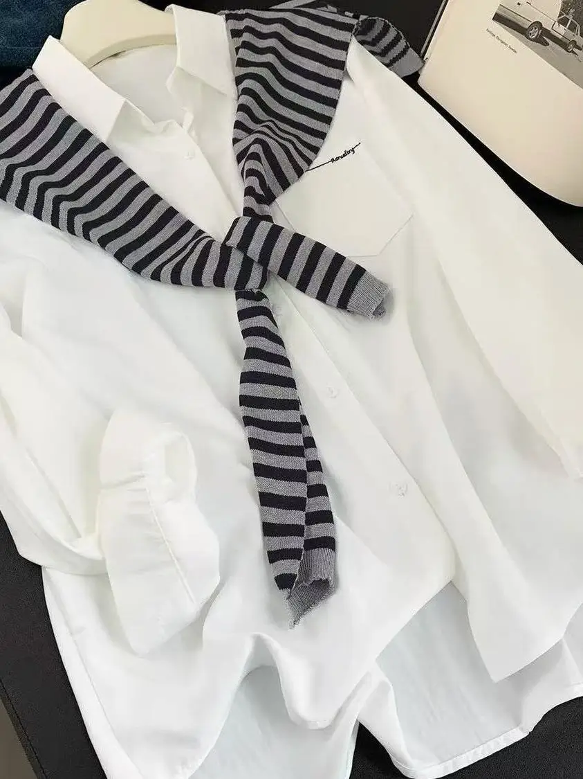 Grande taille 300 Pou Design Sense femmes irt manteau deux pièces ensemble décontracté Sle coton Polyester mélange Long col Sve