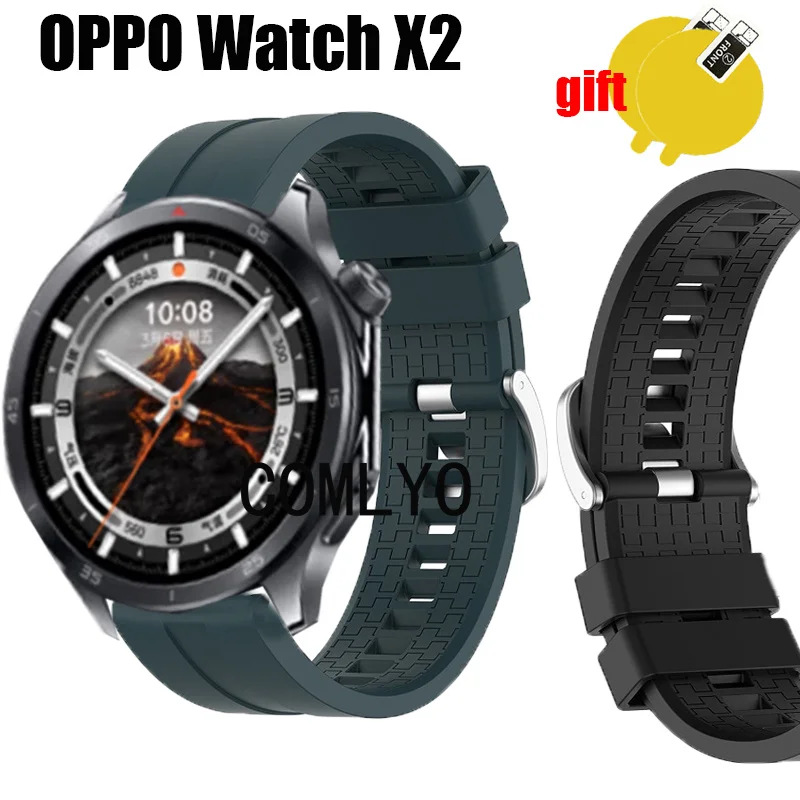 Wristband for OPPO Watch X2 Strap Band Belt Silicone Smart watch Bracelet Screen protector film For women men
