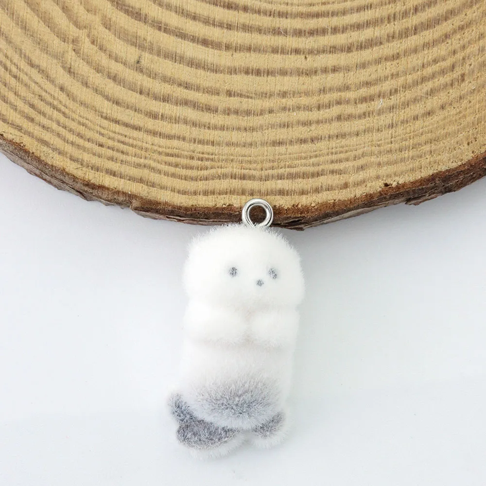 WZNB 10pcs Flocking Sea Otter Resin Charms Animal Pendant DIY Phone Chains Keychain Earring Accessory for Jewelry Making Finding view 3
