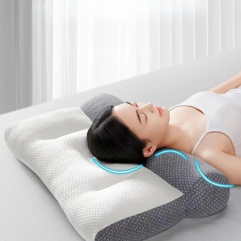 

Orthopedic Pillow for Cervical Support & Sleep Aid, Reverse Traction Zoned Design with Soy Fiber Knitted Core (Home/Dorm Use)