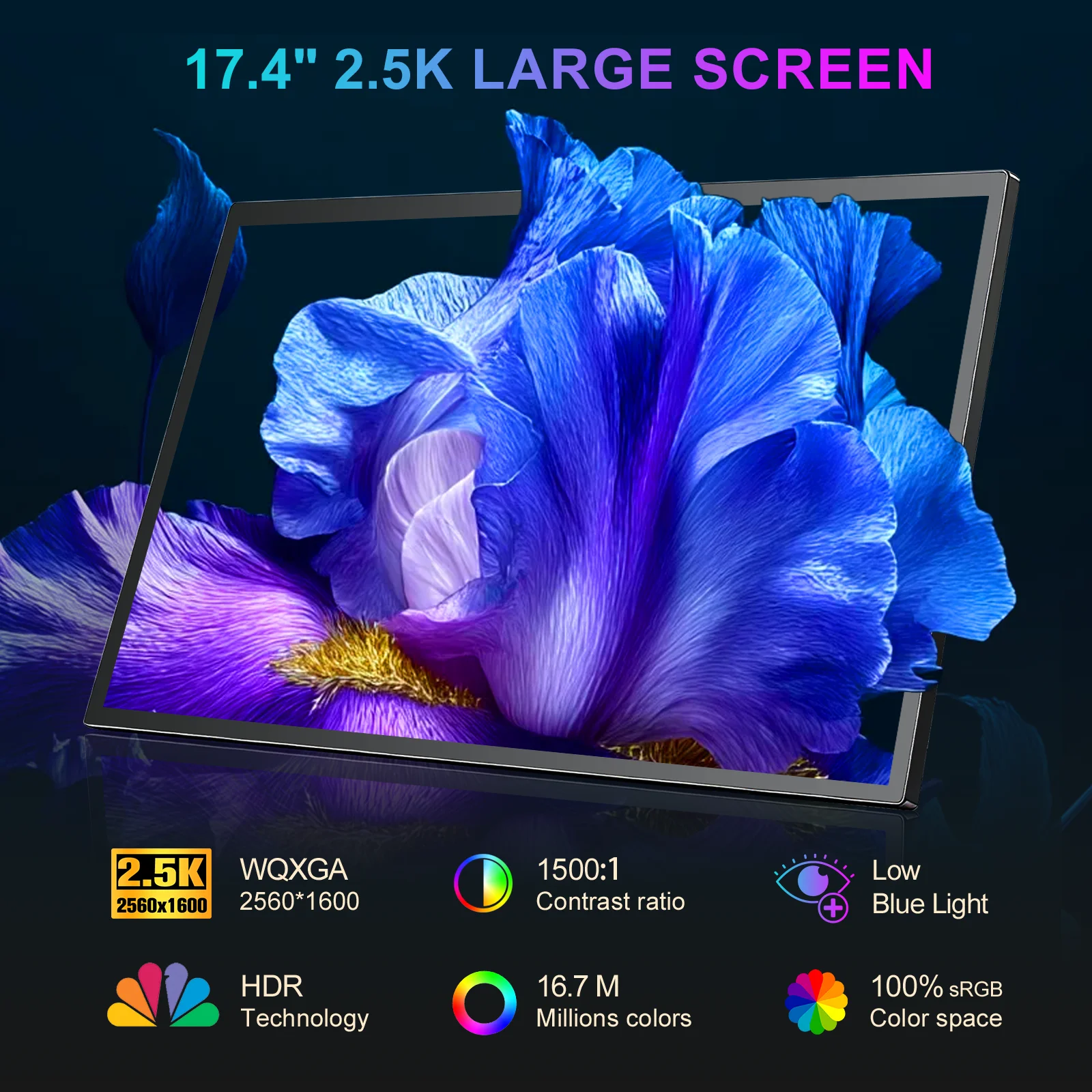 MISSUN Portable Monitor Touchscreen 17.4 Inch 60hz W/VESA & 180° Adjustable Stand For Laptop PC Mac Switch PS5 iPhone HUAWEI