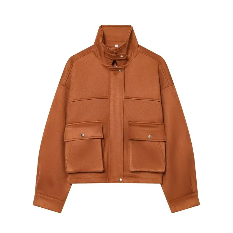 Pilota in pura pelle allentata Jaet Faion da donna Autunno Nuovo arrivo 2025 ort Capispalla Chiusura con cerniera Nessun cappello incluso