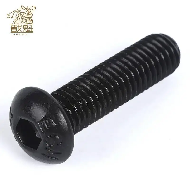 10/50 peças m2 m2.5 m3 m4 m5 m6 304 A2-70 aço inoxidável preto grau 10.9 iso7380 hexágono cabeça de soquete botão parafuso allen
