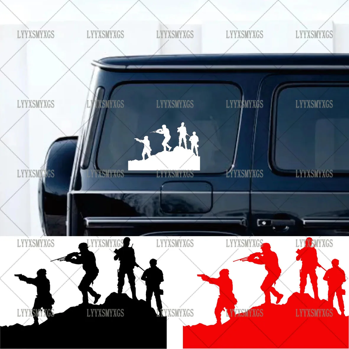 

Self-Adhesive Custom Soldiers Armed with Guns Car Stickers Waterproof Sunscreen Vinyl Wall Decor PVC wholesale Car Accessories