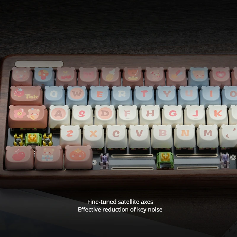 R68 Keyboard Mekanikal kayu 68 tombol nirkabel Bluetooth kustom cangkang walnut panas Keyboard Gaming RGB Backlight Gasket Keyboard