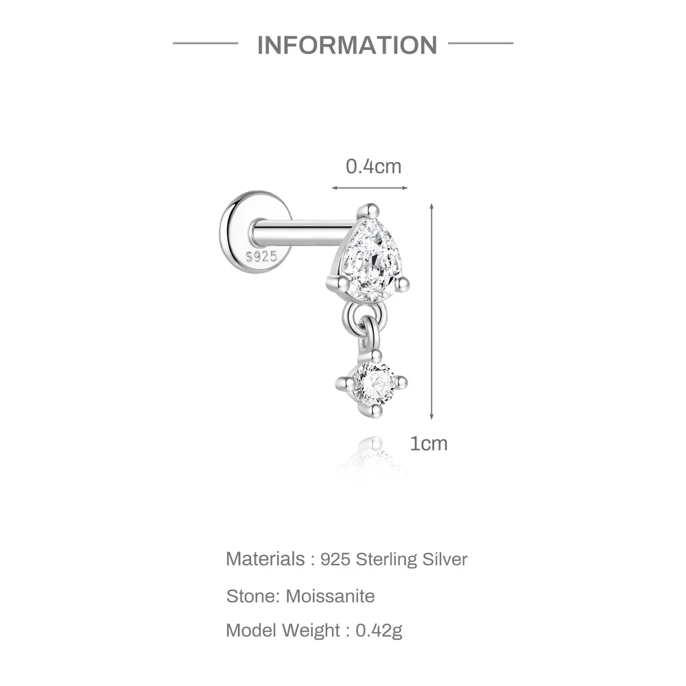 Aide Daily Wear Moissanite Earrings For Women Diamond 925 Sterling Silver Birthday Gift Screw Back Studs Graduation Gift For Her