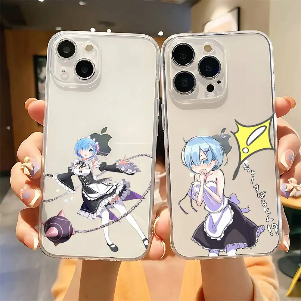 

R-Re Zero Rem Phone Case For IPhone 17 16 15 12 11 Pro Max 14 Plus 13 Mini Clear Cover Soft Funda