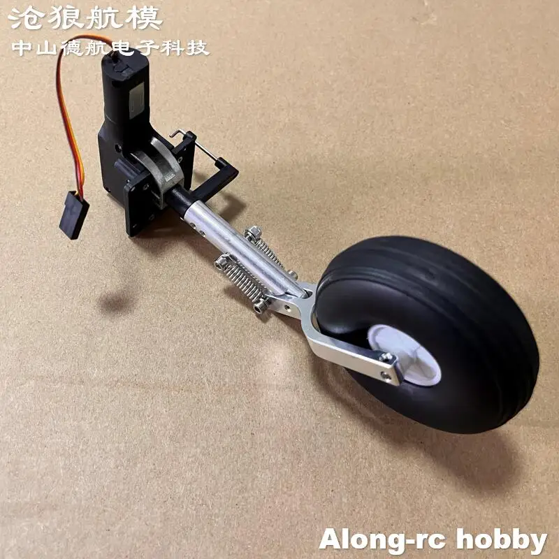 RC Airplane Part 140mm Nose Retractable Double Spring Kneeling Landing Gear 2.75 Inch Wheel for 3-6kg Aircraft Plane DIY Models