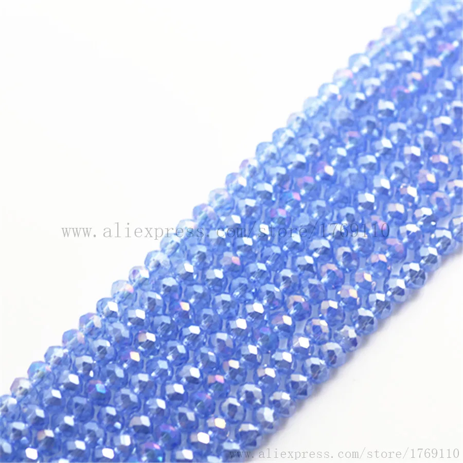 Isywaka Light Blue AB Color 170pcs 2mm Rondelle Austria faceted Crystal Glass Beads Loose Spacer Round Bead for Jewelry Making