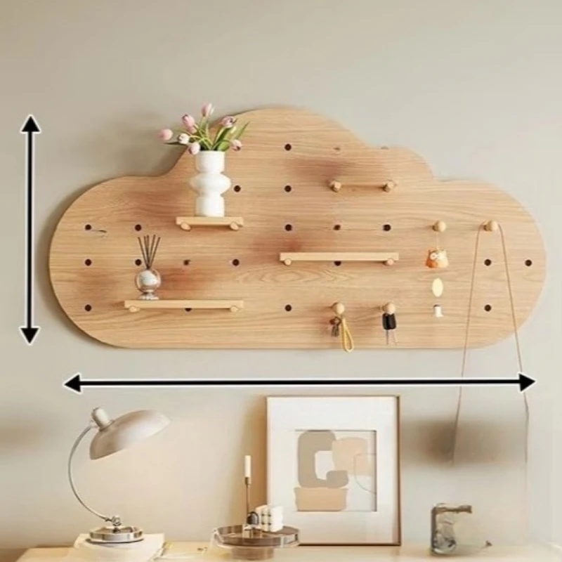Whale bear cloud-shaped three-layer removable environmentally friendly wooden wall-mounted storage rack