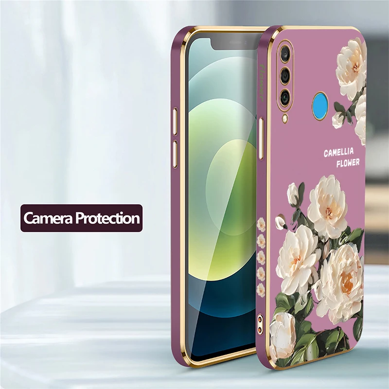 P40 Lite 4G 5G Phone Case Protective Plating Cover For Huawei P Smart Pro 2019 2021 Z Plus P30 Lite P20 Pro Flower Cover