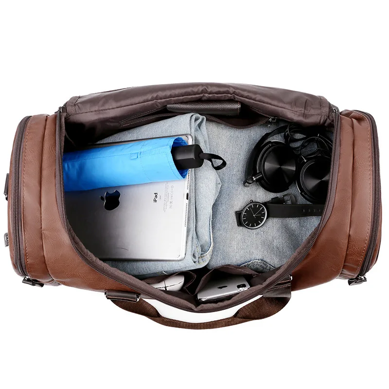 Luxo PU Couro Travel Bag Outdoor Mulheres Duffle Sacos Homens À Prova D' Água Ginásio Para Weekend Dropshipping