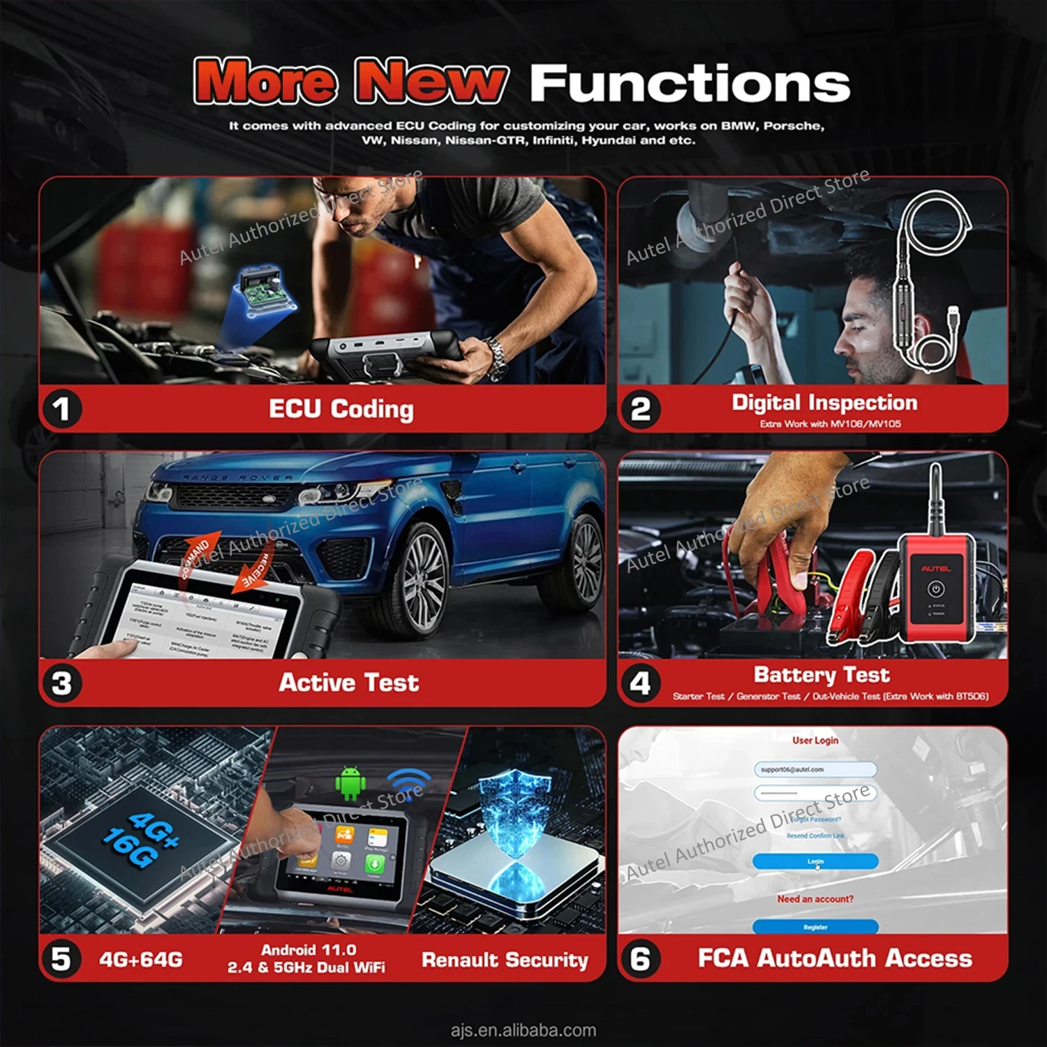 Autel MaxiPRO MP808BT PRO OBD2 Scanner Car Diagnostic Tools Online ECU Coding VAG Guided, Active Test PK MK900BT MP900 MP808S