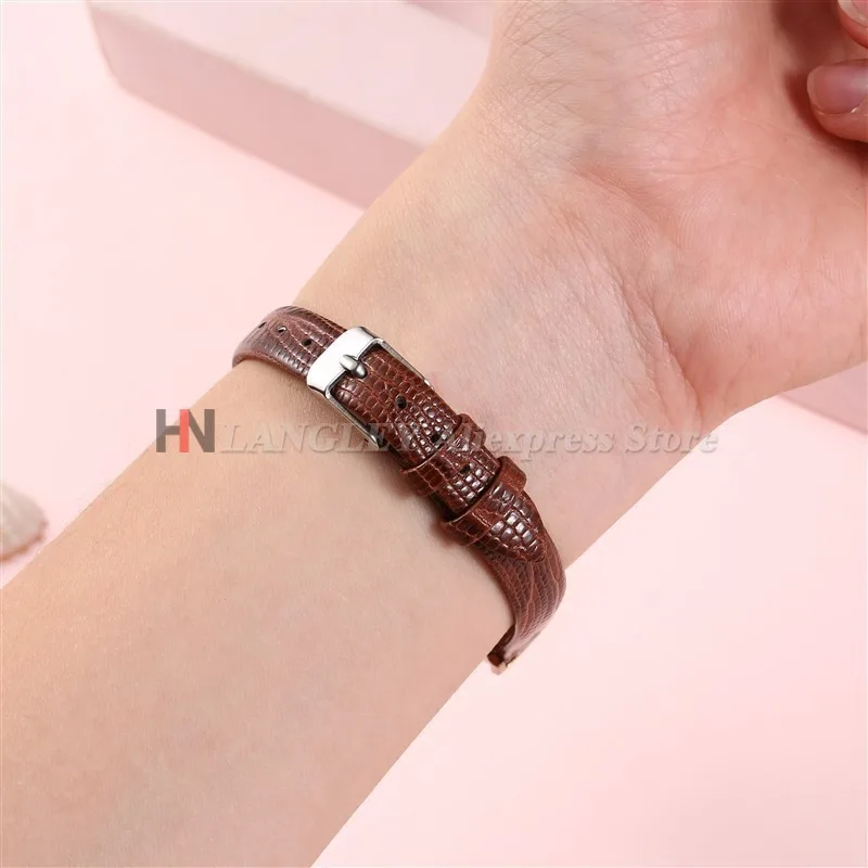 8 مللي متر 10 مللي متر 12 مللي متر 14 مللي متر 16 مللي متر سحلية نمط لينة حزام من الجلد رقيقة جدا حزام المعصم مقاوم للماء سليم المرأة سوار ل ساعة ذكية