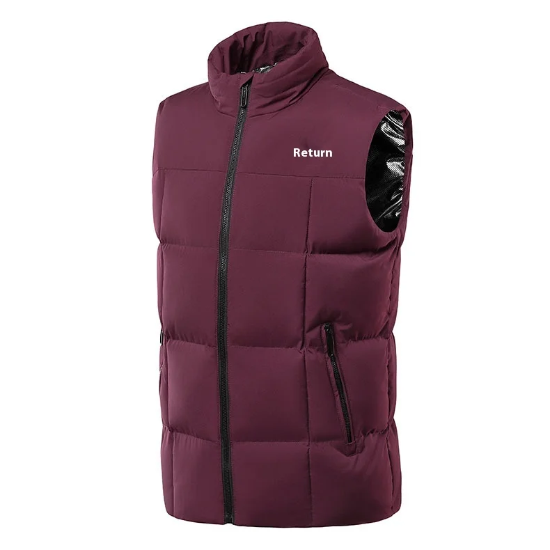 Mens Autumn Winter Stand Collar Heated Cotton Vest Dual Control Intelligent Heating Casual Electric Warm