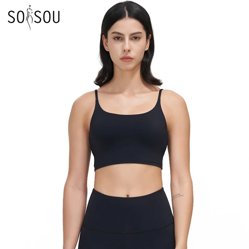 

SOISOU Lycra Yoga Bra Top Women Gym Sports Bra Fitness Underwear Shockproof Breathable Removable Chest Pad Bras For Women