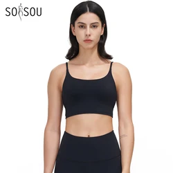 SOISOU-Lycra Yoga Bra Top para Mulheres, Ginásio Sutiã Esportivo, Roupa Interior Fitness, à prova de choque, Respirável, Almofada Peito Removível