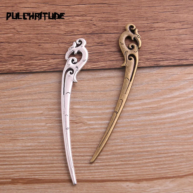 4PCS 14*92mm Metal Alloy Two Color Hair Clasp Charms Pendants for Jewelry Making DIY Handmade Craft P6744