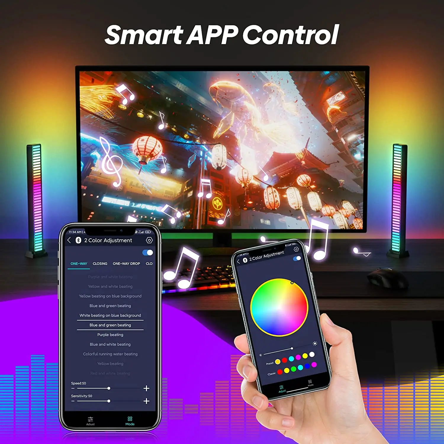 LED Rhythm Night Light RGB Music sync Bluetooth APP Control Pickup Light Computer TV Party Music Atmosphere Light