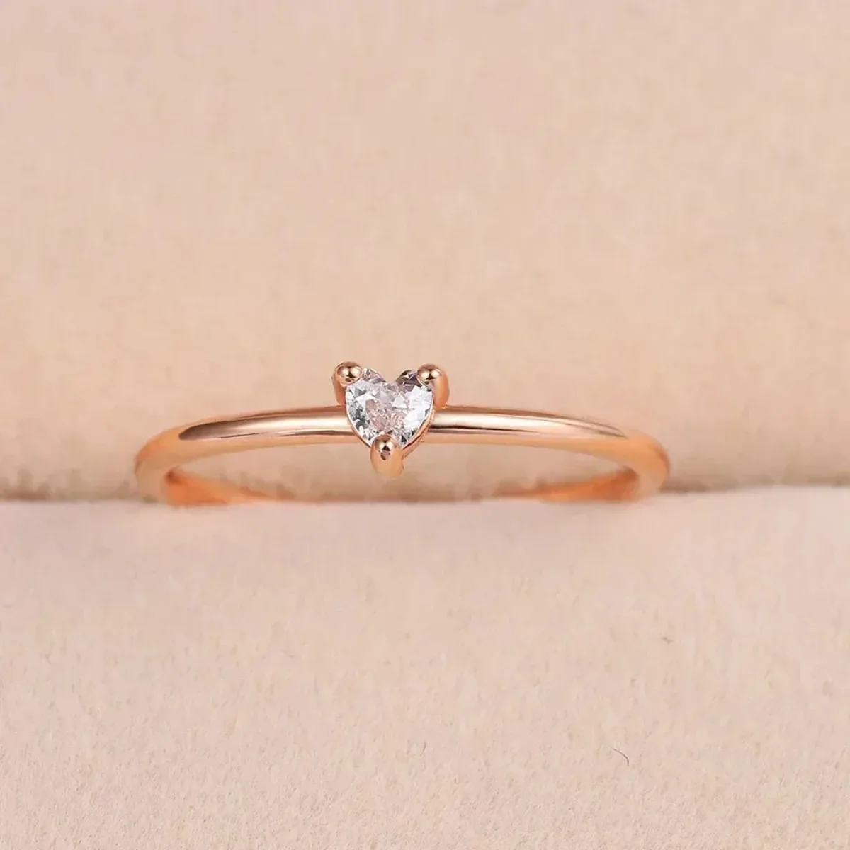 Zircon Little Heart Rings For Women Minimalism Heart Ring Stainless Steel Finger Dainty Ring Valentine Gifts For Girlfriend
