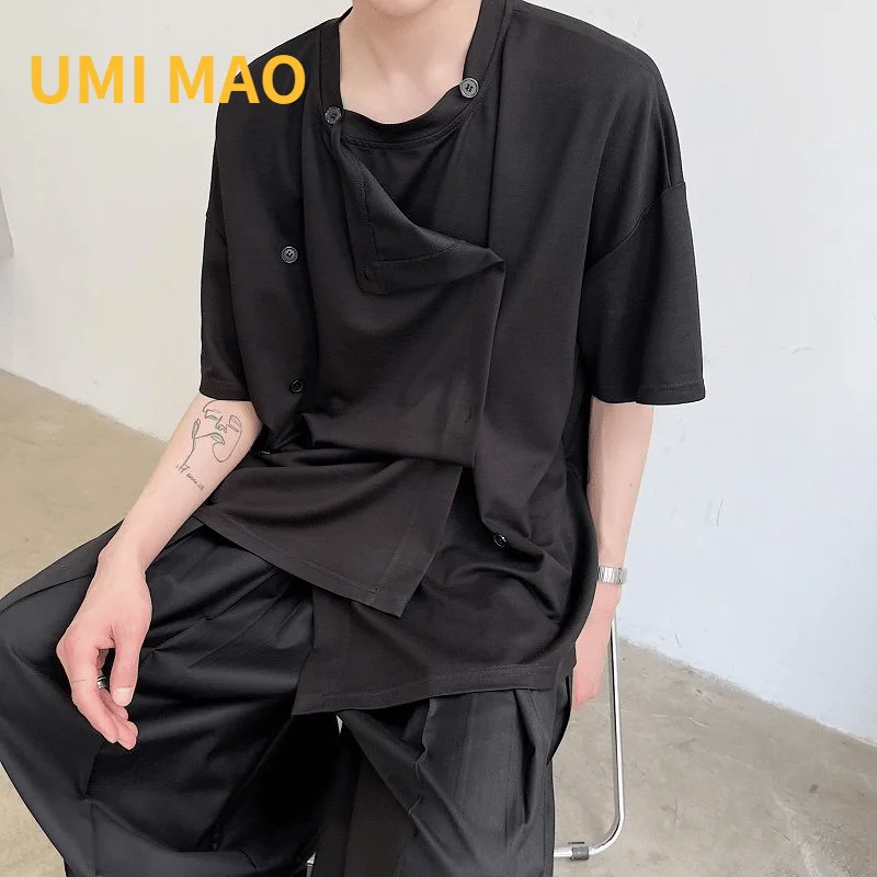 

UMI MAO Summer Yamamoto Dark Buttons Variety Of Wearing Personality Cold Wind High-quality Cardigan Knitted Short Sleeve Y2K