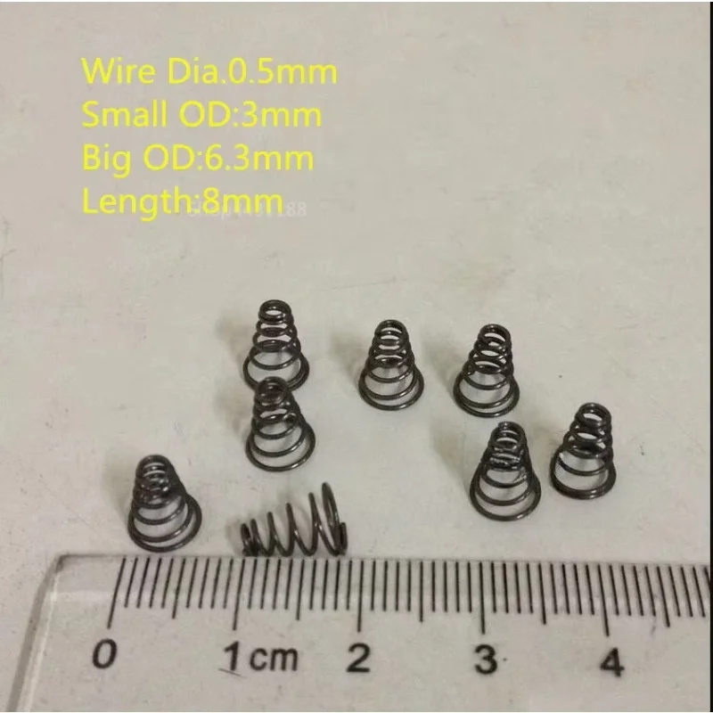 Lote de 20 Resortes Cónicos  Compresión Pequeños de Acero  0.5*3*6.3*8mm para Fabricación  Metalurgia y Piezas DIY