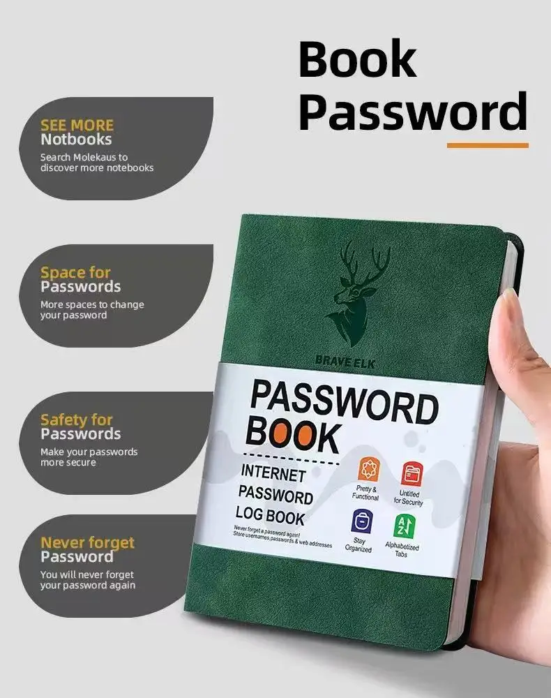 B6 Passwort-Organizer: Gebundene Alphabet-Tabs – verhindert Identitätsdiebstahl, praktische Taschenformat für Reisen im Home-Office – Detail 1