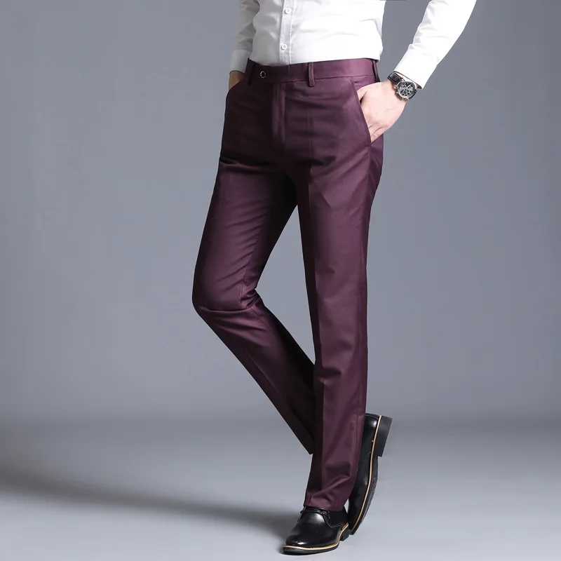 Nice Spring Autumn New Mens Suits Pants Free Stretch Elastic Business Casual Pants Small Trousers Mens Slim Trousers Dress Pants