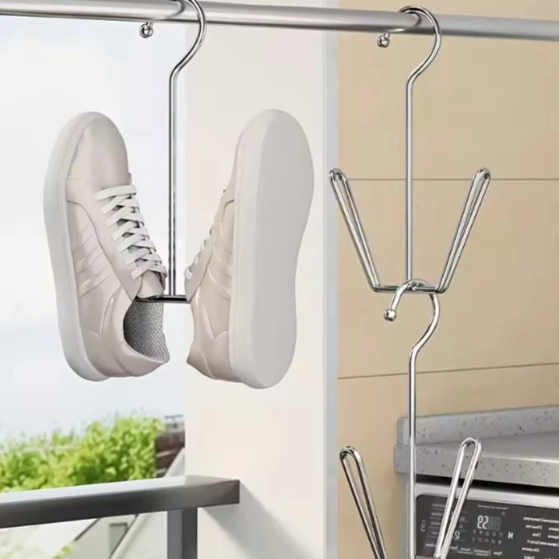 4/8Pcs Stainless Steel Shoe Storage Hooks - Heavy Duty Waterproof Multi-Purpose Organizer for Shoes, Coats, Hats & Slippers