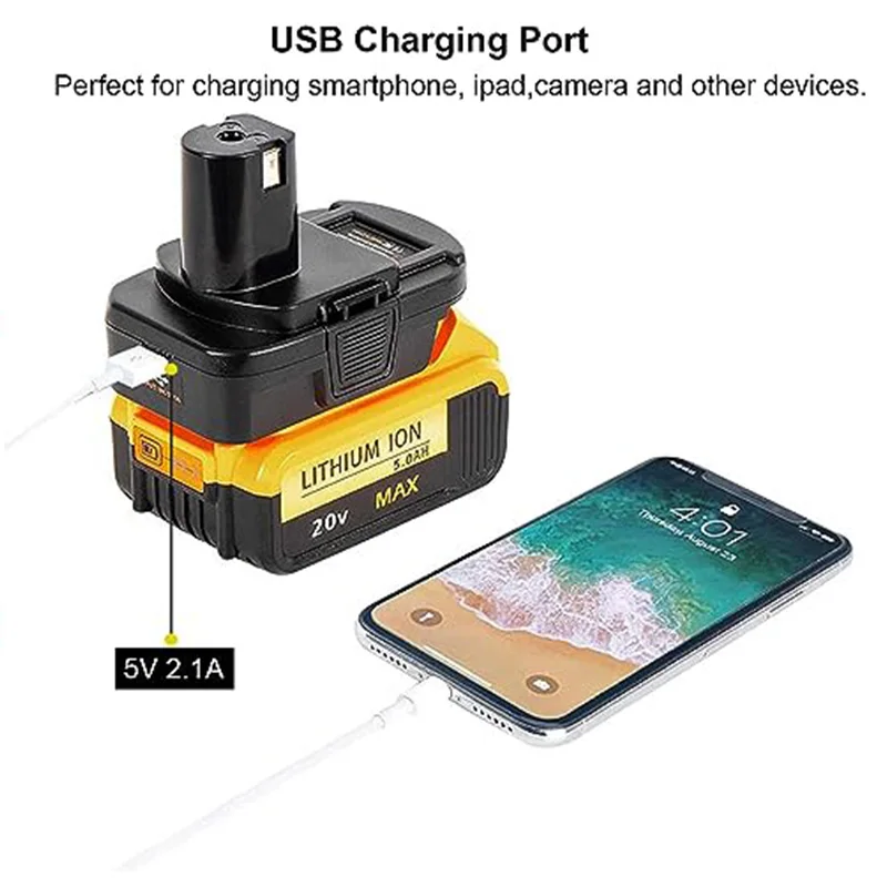Adattatore batteria DM18RL 20V per strumenti Ryobi 18V, converti batteria al litio DeWalt 20V e batteria al litio Milwaukee 18V a Ryobi 18V