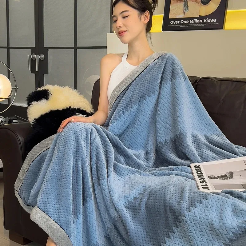 Knit Sherpa Fleece Blanket Throw 180x200cm 71x79in Soft Chenille Yarn Handmade A Grade Couch Sofa Bed Washable