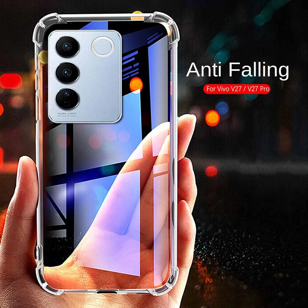 Transparent Slim Soft TPU Shockproof Cover For vivo V27 Pro Case Clear Silicone Back Coque For vivo V27 V 27 Pro VivoV27 Fundas