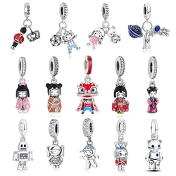 Original 925 Sterling Silver Charms Beads Cartoon Figure Pave CZ Fit Pan Bracelets Bangles Necklaces For Women DIY Jewelry