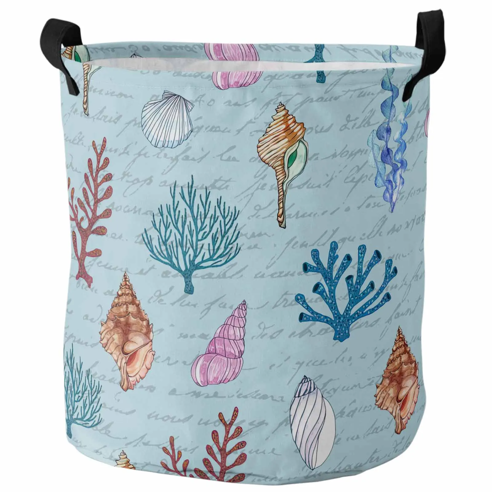 Coral Kelp Shell Conch Foldable Dirty Laundry Basket Kid's Toy Organizer Waterproof Storage Baskets