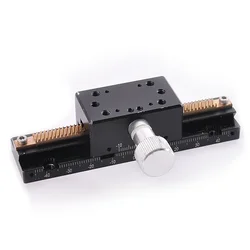 Tavolo scorrevole manuale ad asse X cremagliera a coda di rondine ad alta precisione e pignone allungato dimensioni 25*42mm corsa ± 40mm