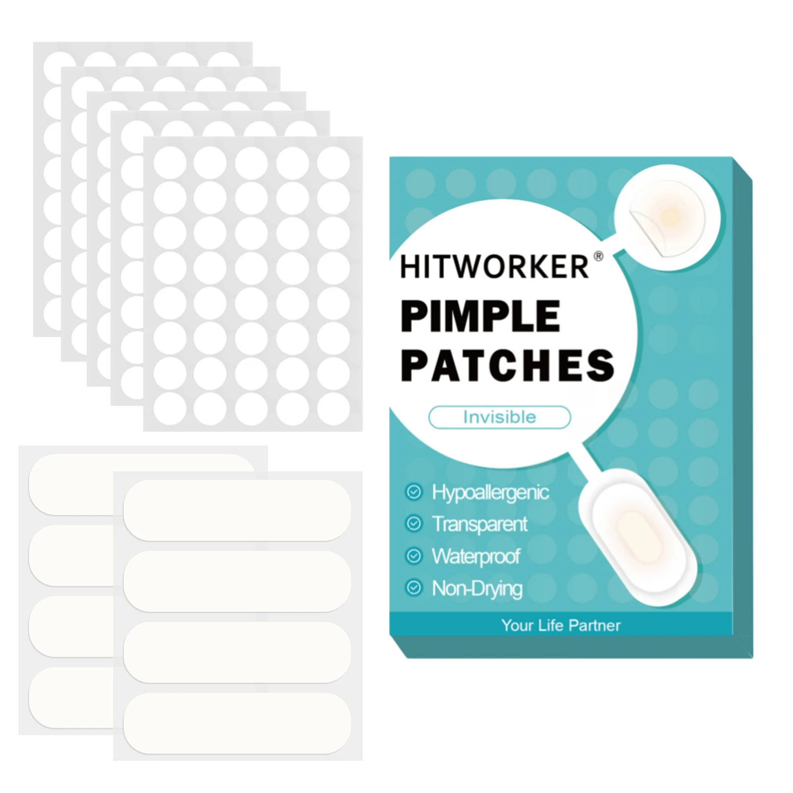 208PCS Transparent Pimple Patches for Face, Round & Large Blemish Cover Stickers, Mixed Size Facial Spot Patches