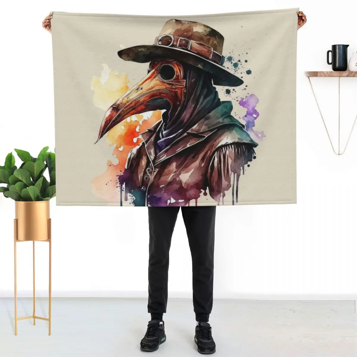Plague Doctor Mask Design The Healers Visage 1350 Throw Blanket Sofa funny gift Sofa Throw Retros Summer Blankets